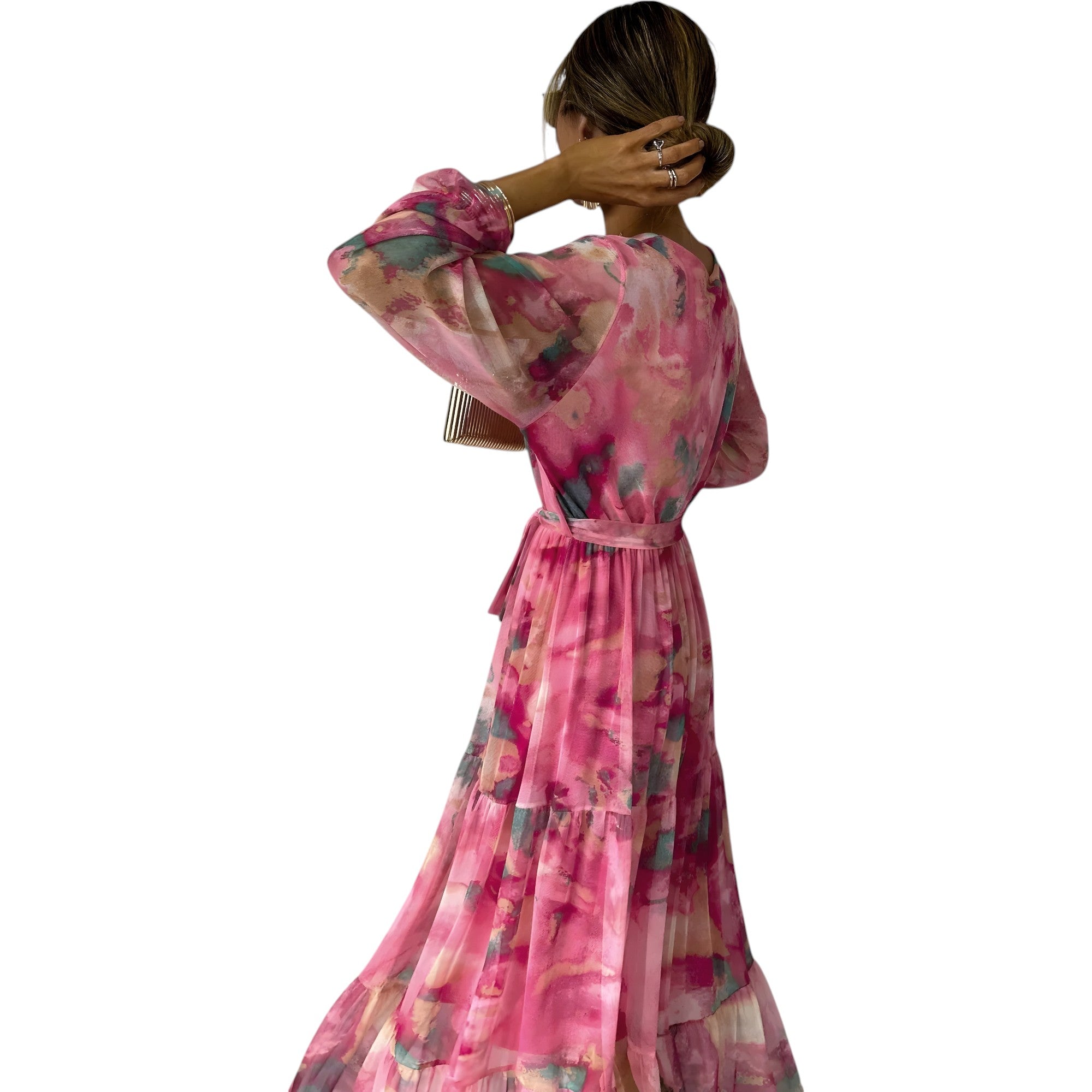 Lina – Sukienka kopertowa | Kobieca moda | Długie rękawy i kwiatowy wzór | Podkreślająca sylwetkę i luźny krój | IVY&CO