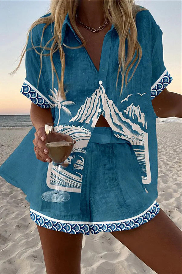 Virina - Krótki Lniany Garnitur Monte Fuji