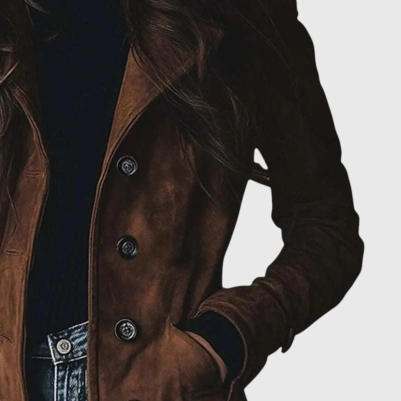 Renata – Szeroki Płaszcz z Zamszu