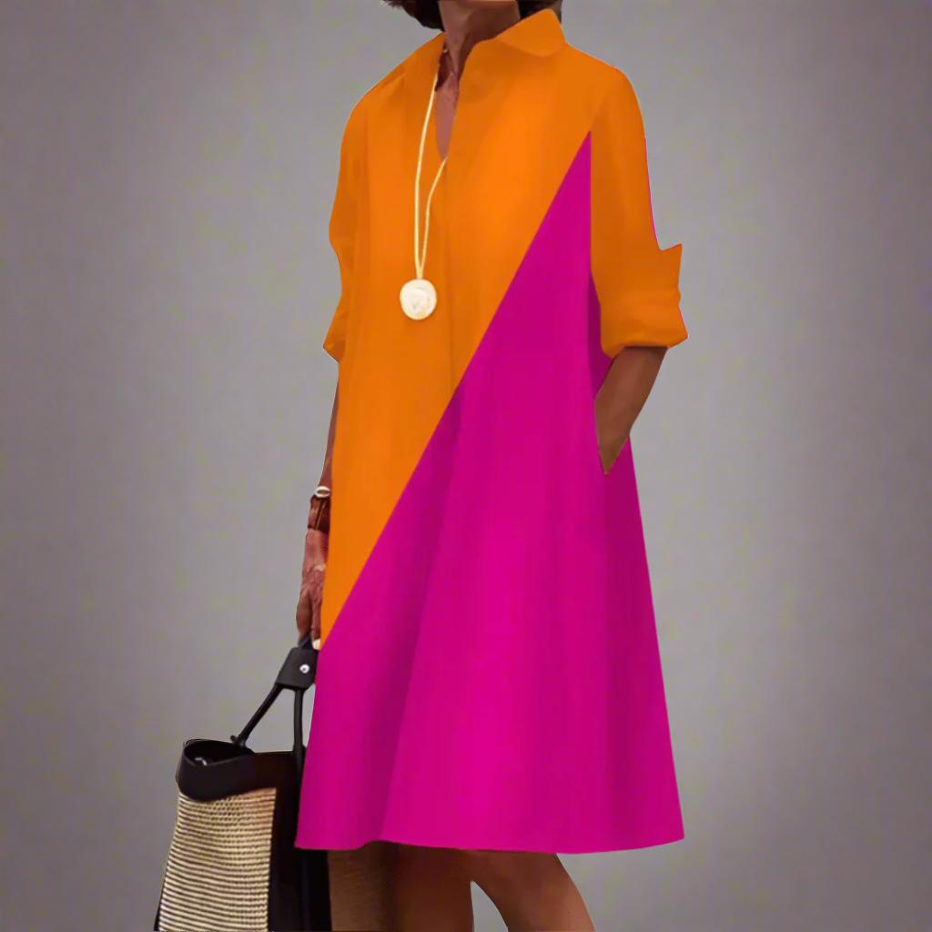 Sandrine – Sukienka polo | Damska | Kołnierzyk polo, korzystny krój, lekki materiał | Wiosna | Luźna sylwetka | IVY&CO