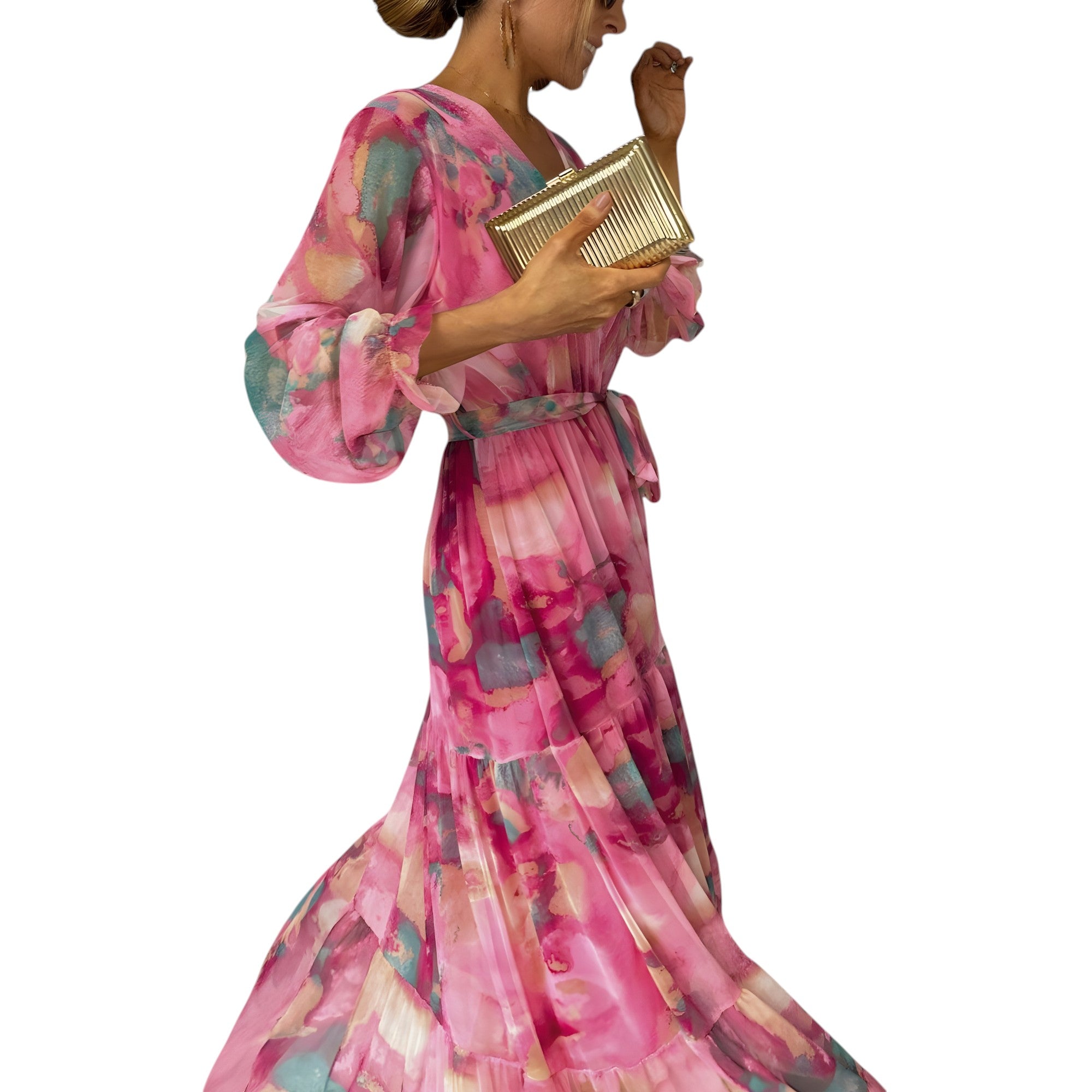 Lina – Sukienka kopertowa | Kobieca moda | Długie rękawy i kwiatowy wzór | Podkreślająca sylwetkę i luźny krój | IVY&CO