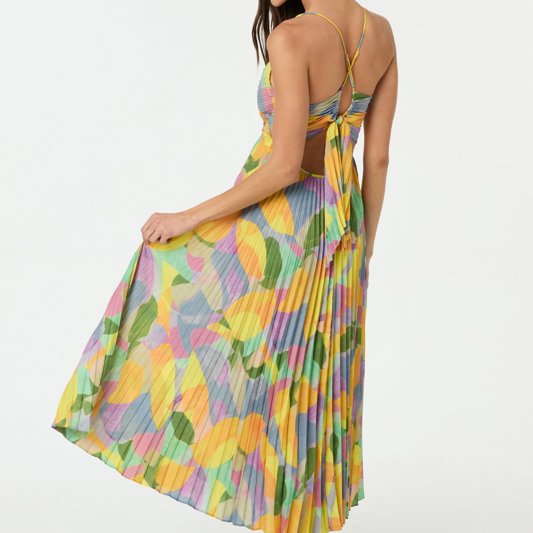 Ida – Sukienka | Dla kobiet | Plisowana & Dekolt w serek | Żywe kolory & Płynna sylwetka | IVY&CO