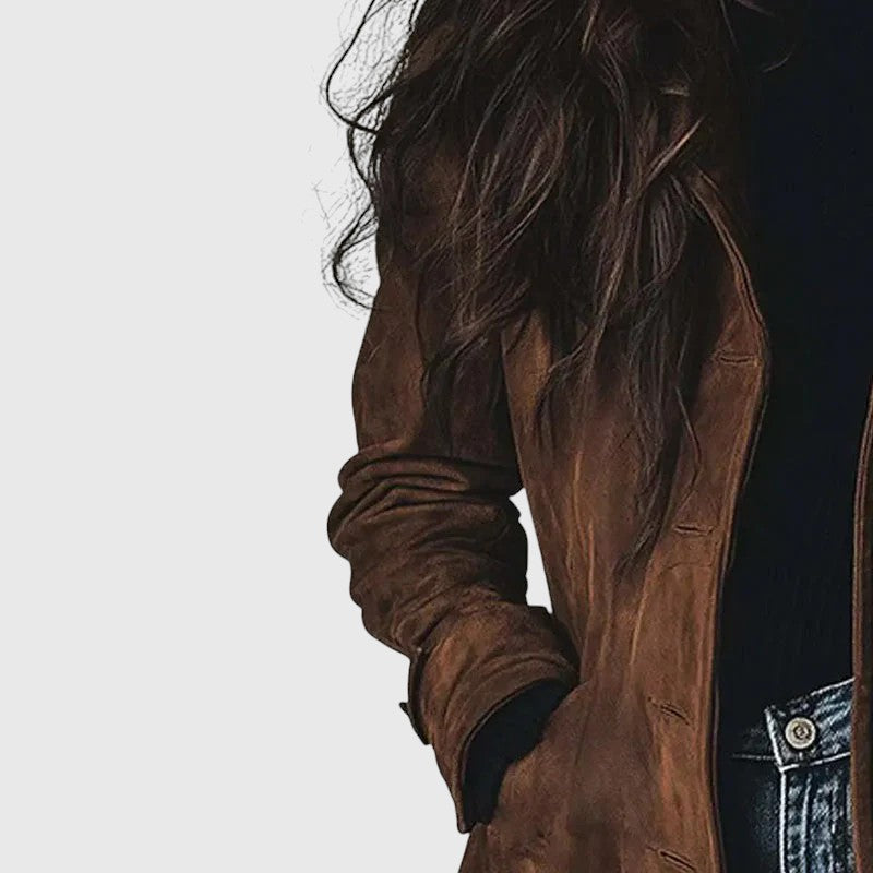 Renata – Szeroki Płaszcz z Zamszu